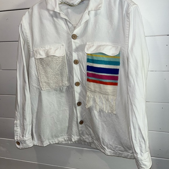 🤍ZARA Shirt jacket L – White with Colorful Pocket unisex - Picture 5 of 12